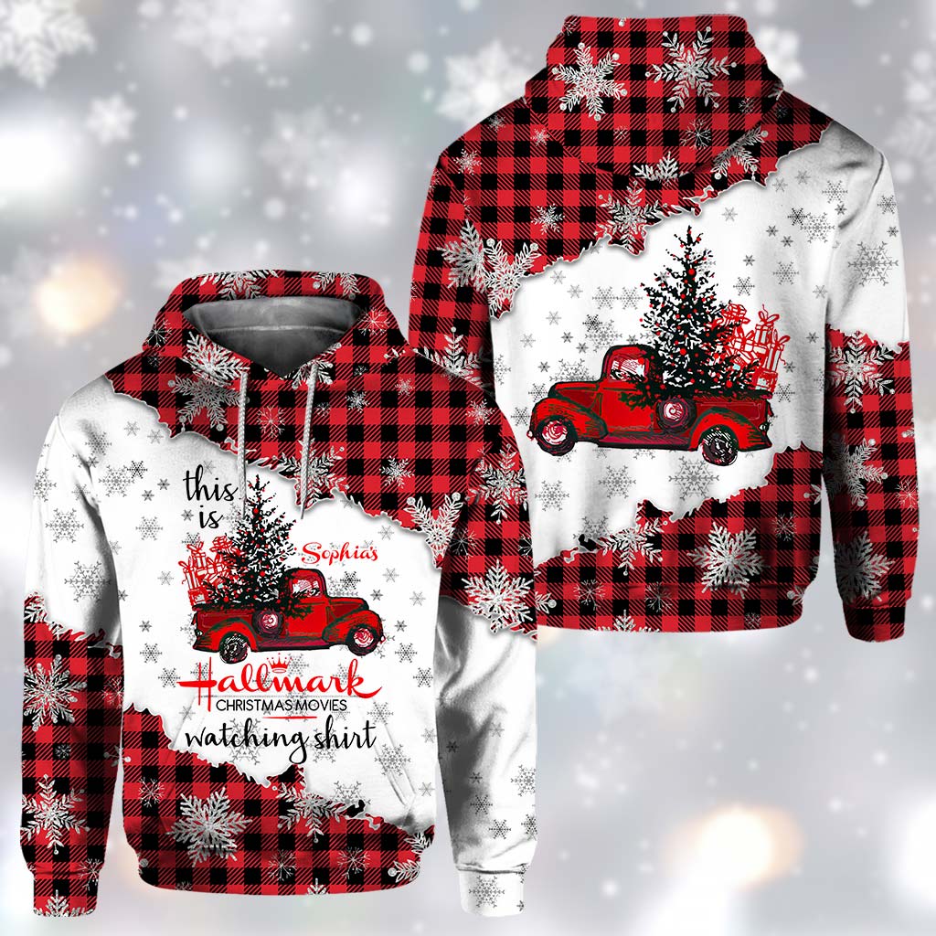 Personalized Christmas All Over Hoodie Custom Name Gift for Family