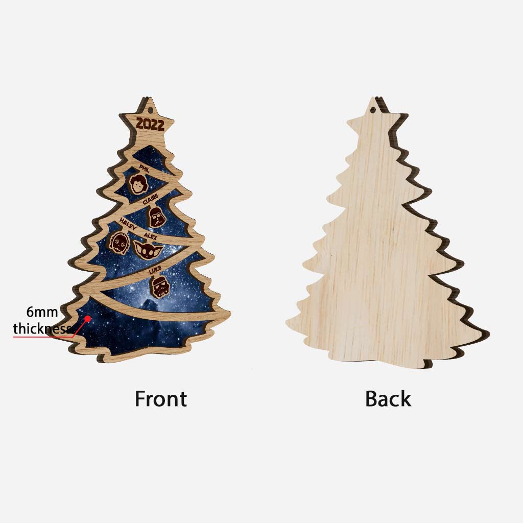 Personalized Family Tree Wood Ornament Custom Names Christmas Gift