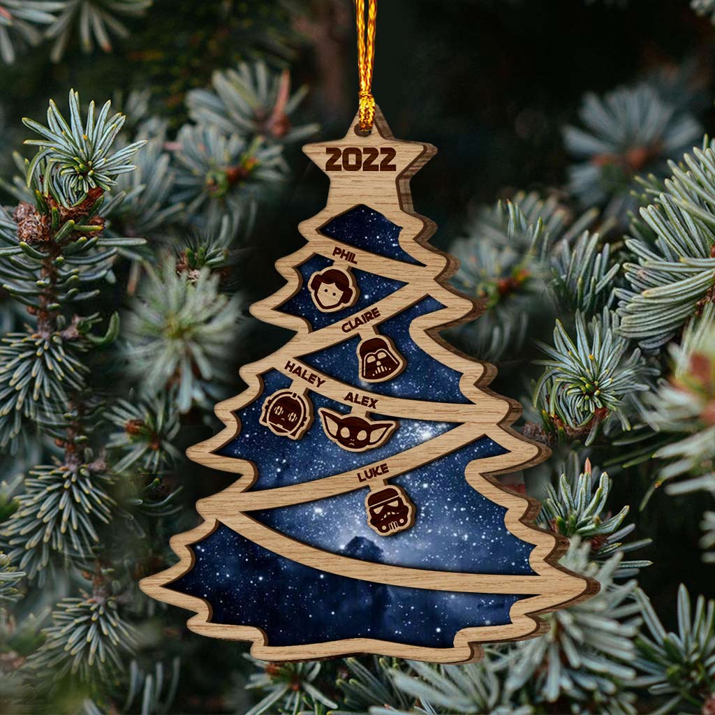 Personalized Family Tree Wood Ornament Custom Names Christmas Gift