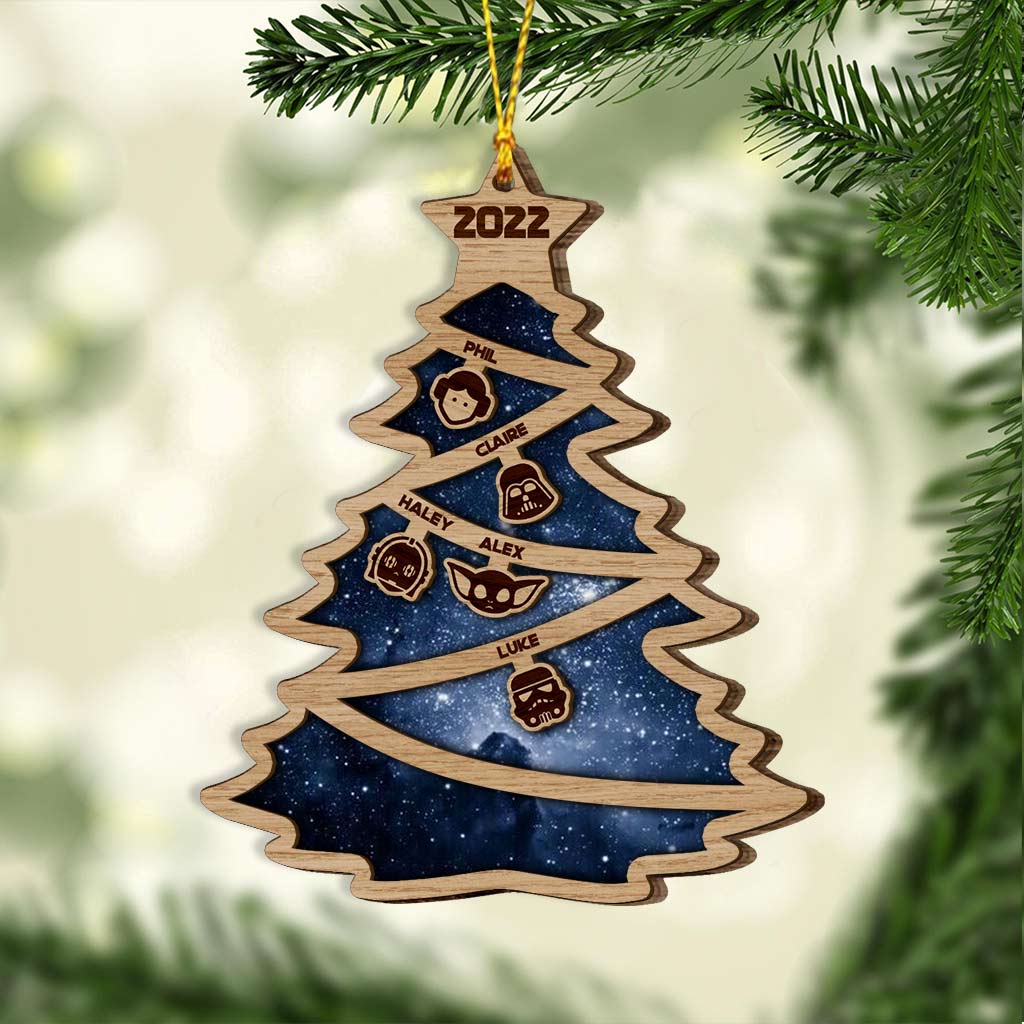 Personalized Family Tree Wood Ornament Custom Names Christmas Gift