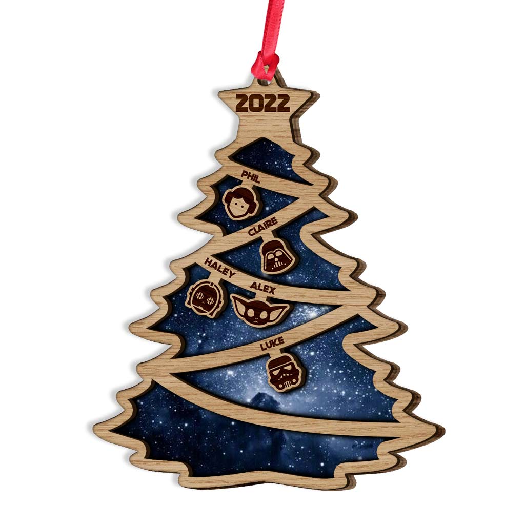 Personalized Family Tree Wood Ornament Custom Names Christmas Gift