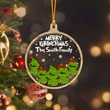 Load image into Gallery viewer, Personalized Grinch Family Ornament Custom Names Christmas Gift

