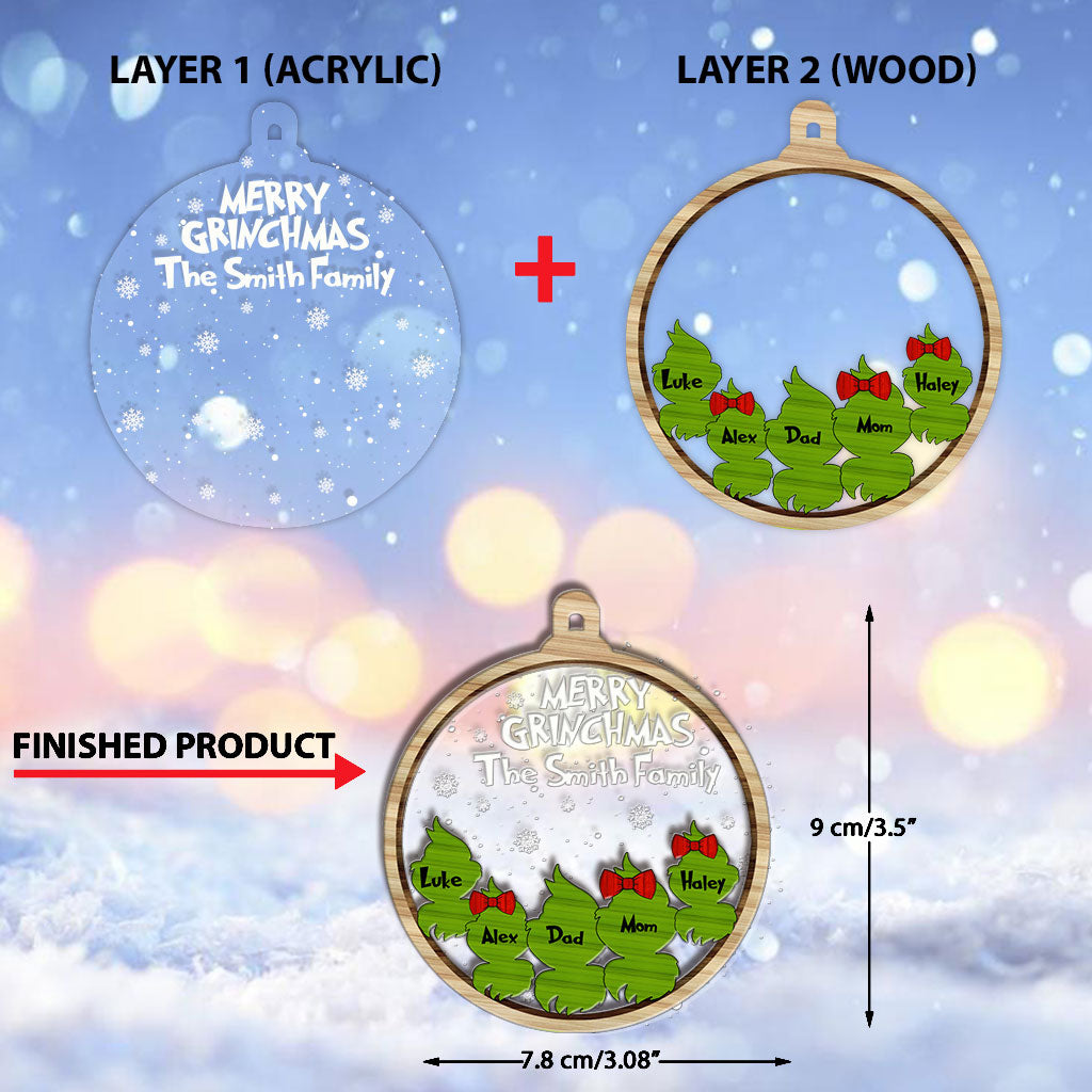Personalized Grinch Family Ornament Custom Names Christmas Gift