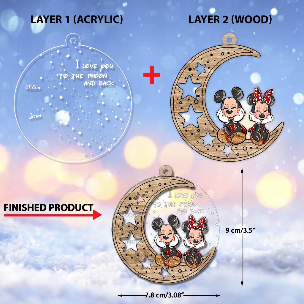 Personalized Moon and Stars Ornament Custom Names Gift for Christmas