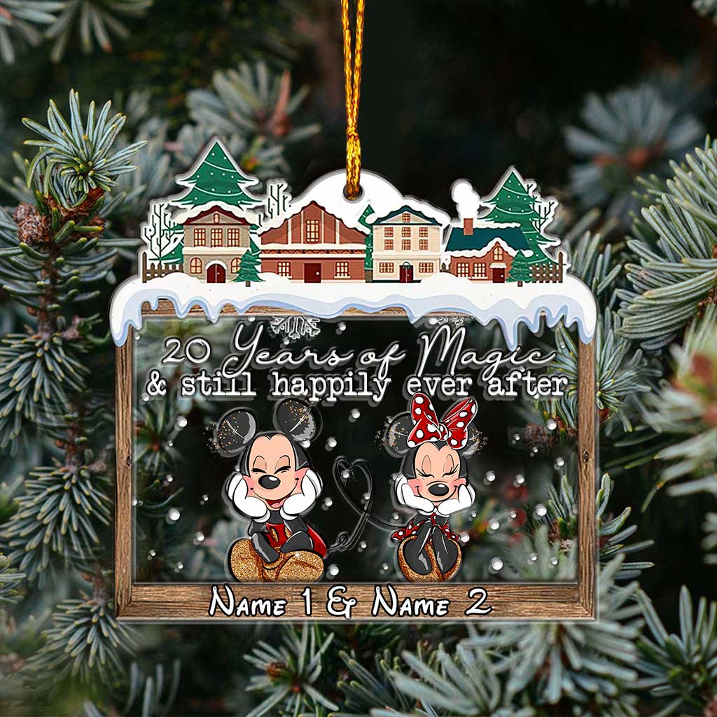 Personalized Christmas Mouse Ears Ornament Custom Names Gift for Couple