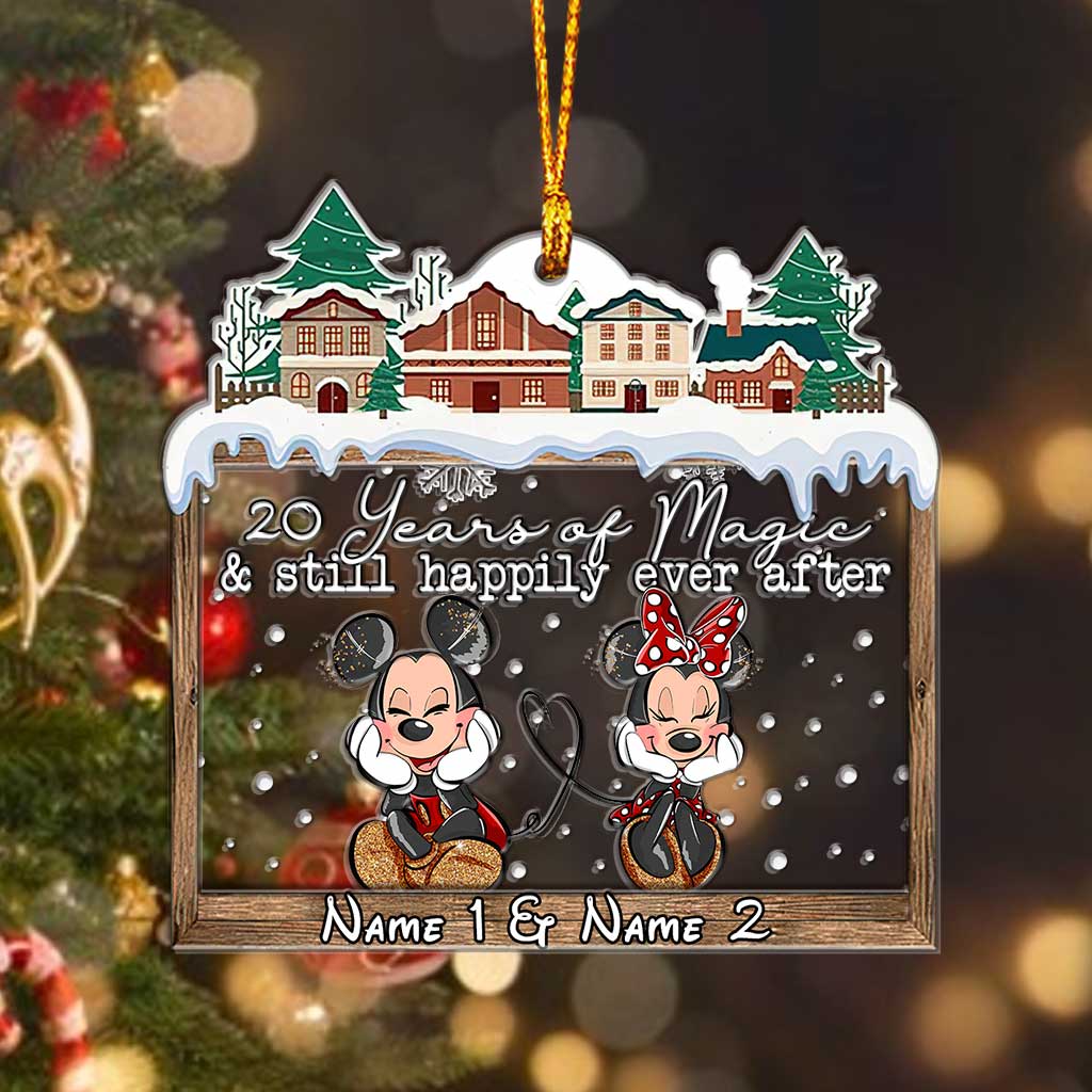 Personalized Christmas Mouse Ears Ornament Custom Names Gift for Couple
