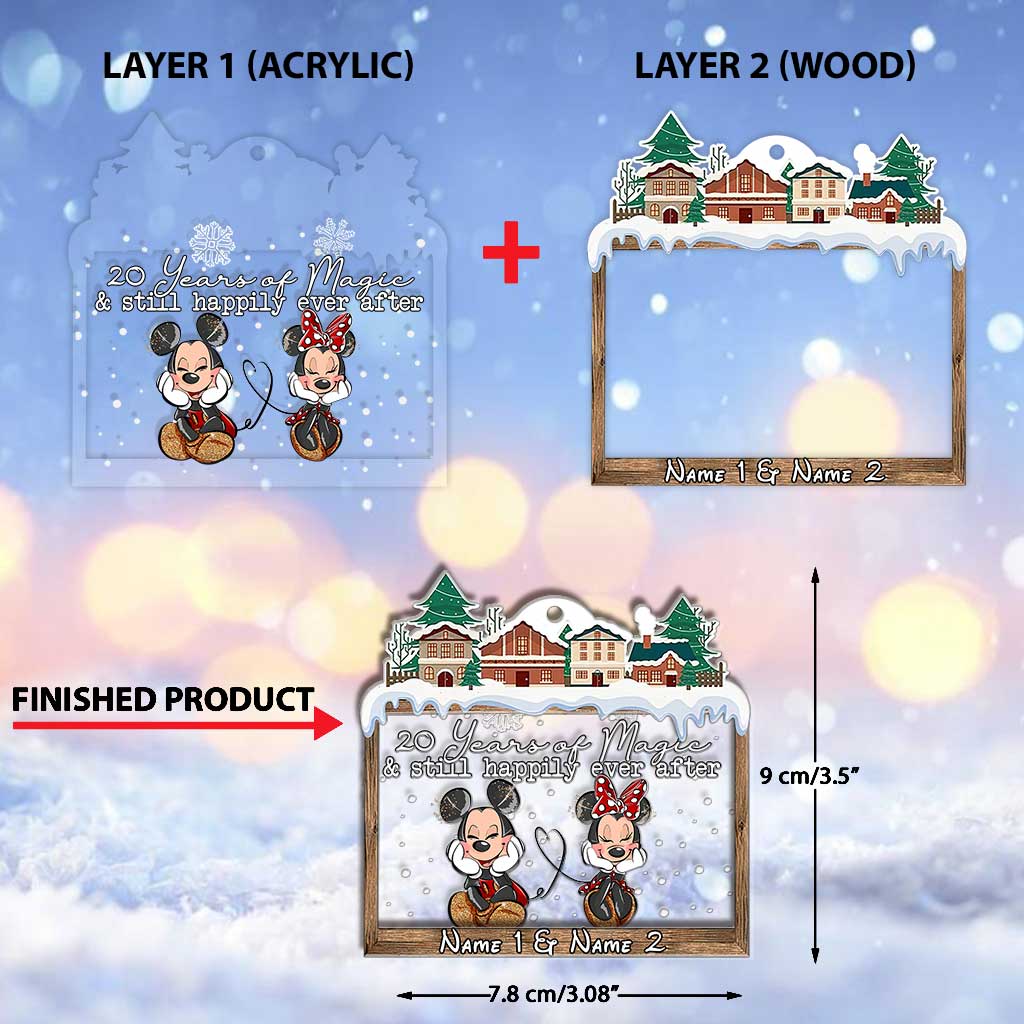 Personalized Christmas Mouse Ears Ornament Custom Names Gift for Couple