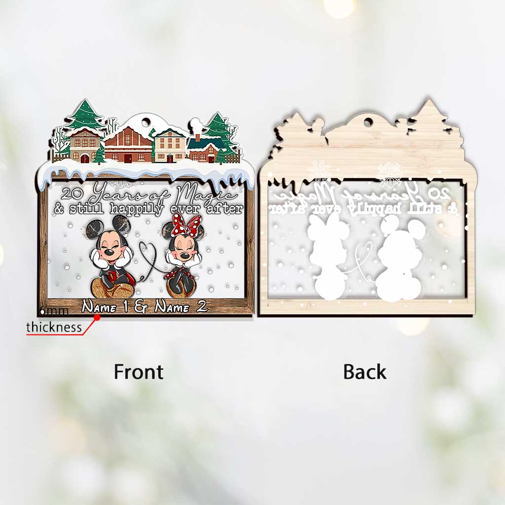 Personalized Christmas Mouse Ears Ornament Custom Names Gift for Couple