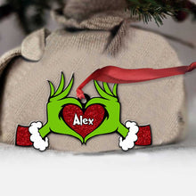 Load image into Gallery viewer, Personalized Grinch Heart Ornament Custom Name Christmas Gift

