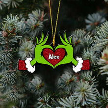 Load image into Gallery viewer, Personalized Grinch Heart Ornament Custom Name Christmas Gift

