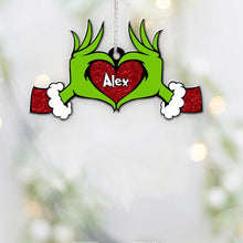 Load image into Gallery viewer, Personalized Grinch Heart Ornament Custom Name Christmas Gift
