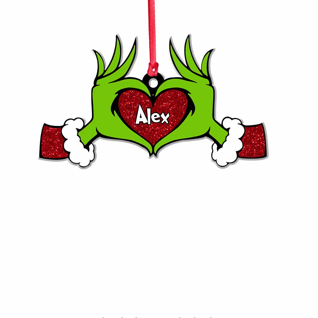 Personalized Grinch Heart Ornament Custom Name Christmas Gift