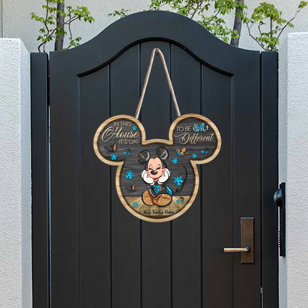 Personalized Autism Awareness Wood Sign with Mickey Mouse Design