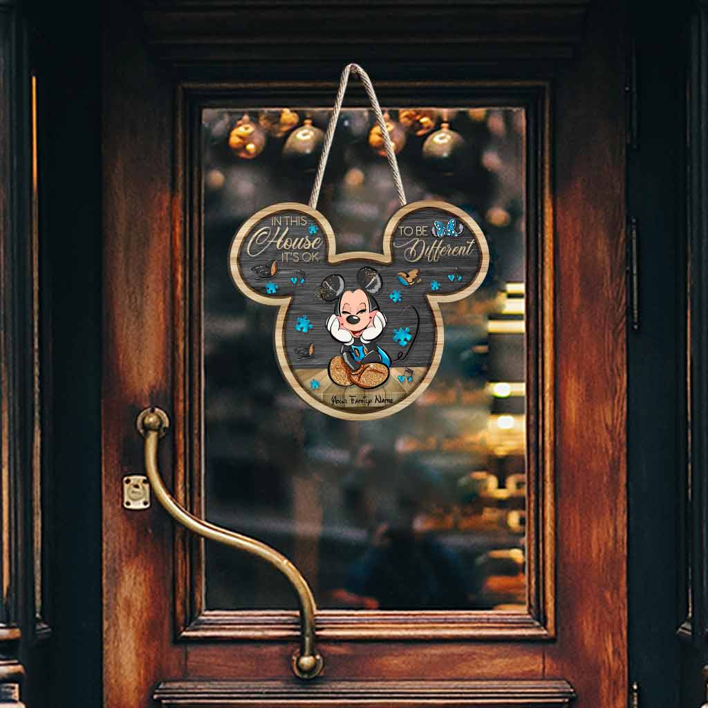 Personalized Autism Awareness Wood Sign with Mickey Mouse Design