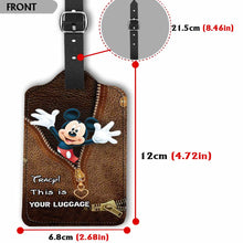 Load image into Gallery viewer, Personalized Leather Luggage Tag with Mickey Mouse Design for Travelers
