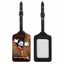 Load image into Gallery viewer, Personalized Leather Luggage Tag with Mickey Mouse Design for Travelers
