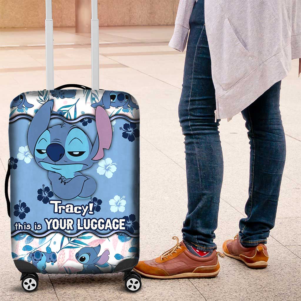 Personalized Luggage Cover with Stitch Print Custom Name Gift