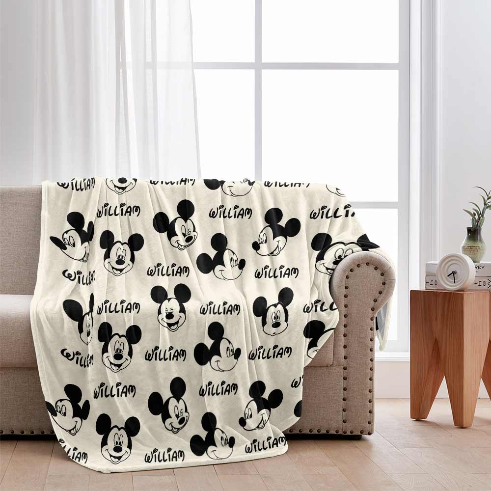 Personalized Mickey Mouse Blanket Custom Name Gift for Kids