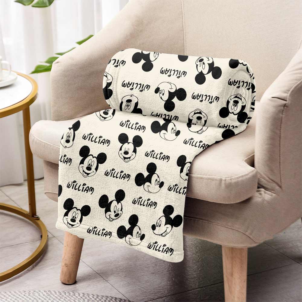 Personalized Mickey Mouse Blanket Custom Name Gift for Kids