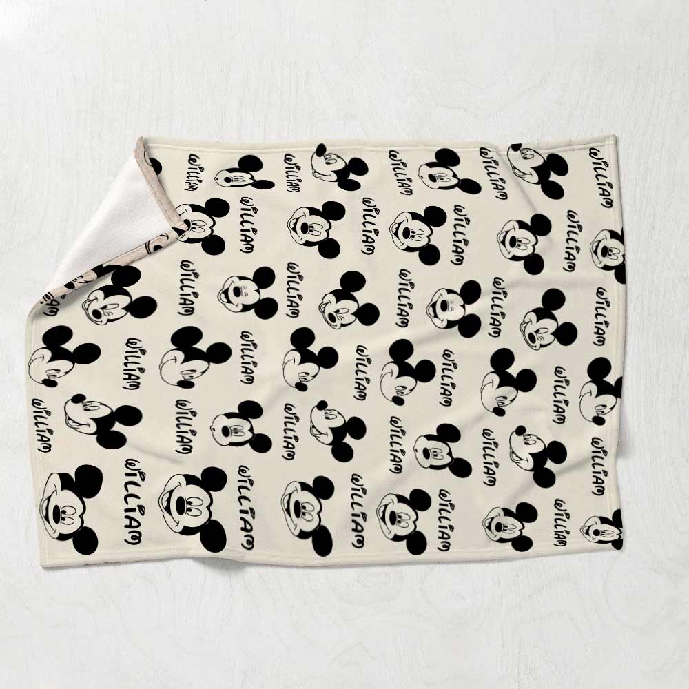 Personalized Mickey Mouse Blanket Custom Name Gift for Kids