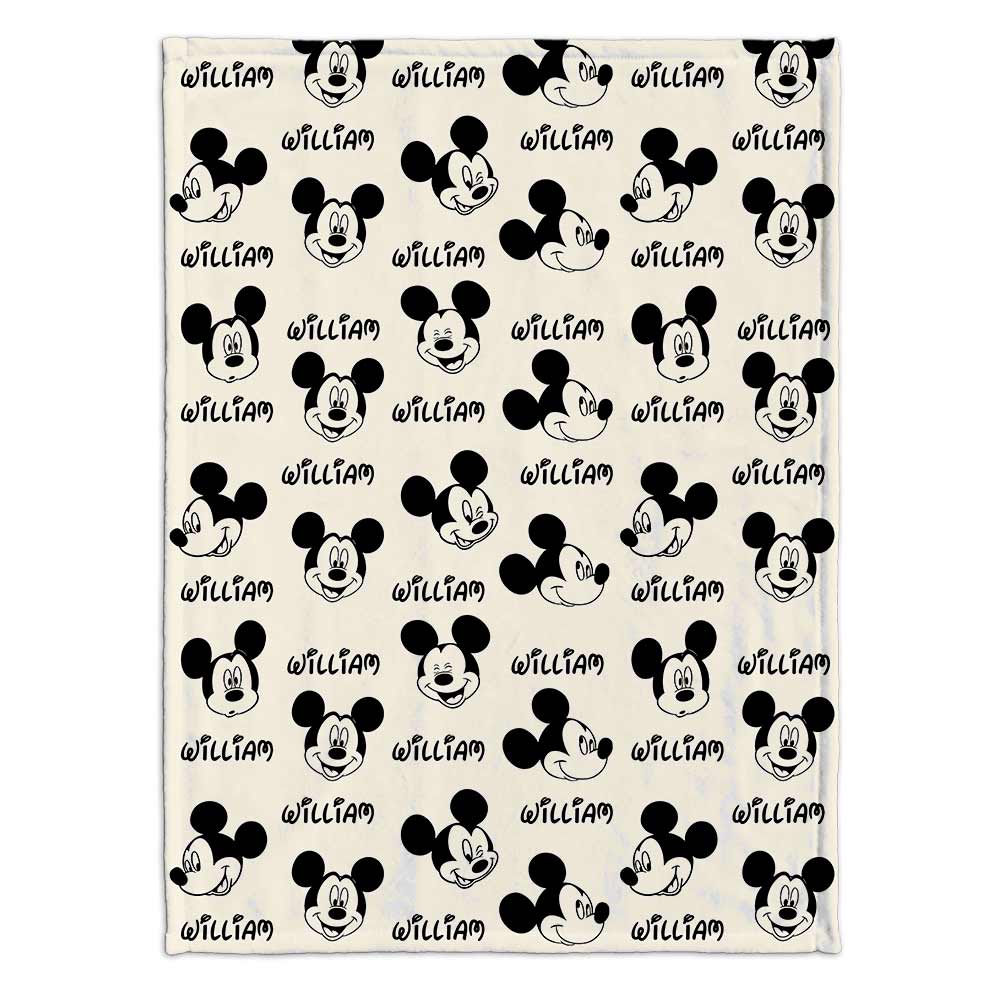 Personalized Mickey Mouse Blanket Custom Name Gift for Kids