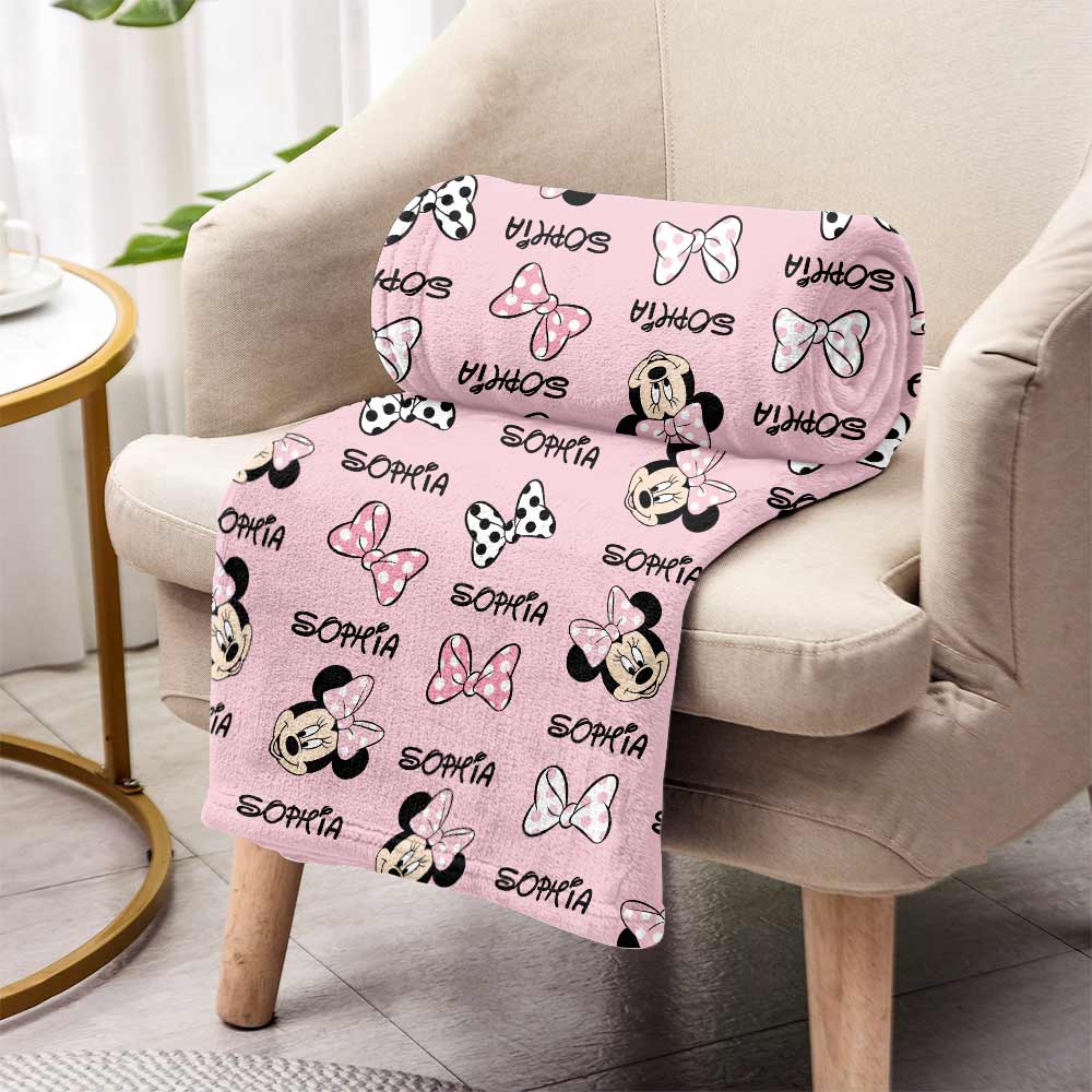 Personalized Mouse Ears Blanket Custom Name Soft Flannel Gift