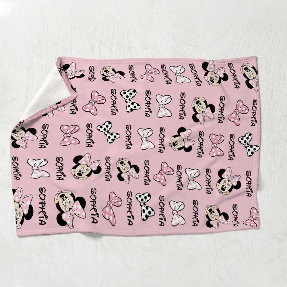 Personalized Mouse Ears Blanket Custom Name Soft Flannel Gift