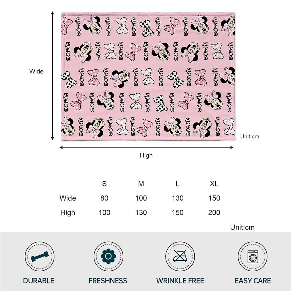 Personalized Mouse Ears Blanket Custom Name Soft Flannel Gift