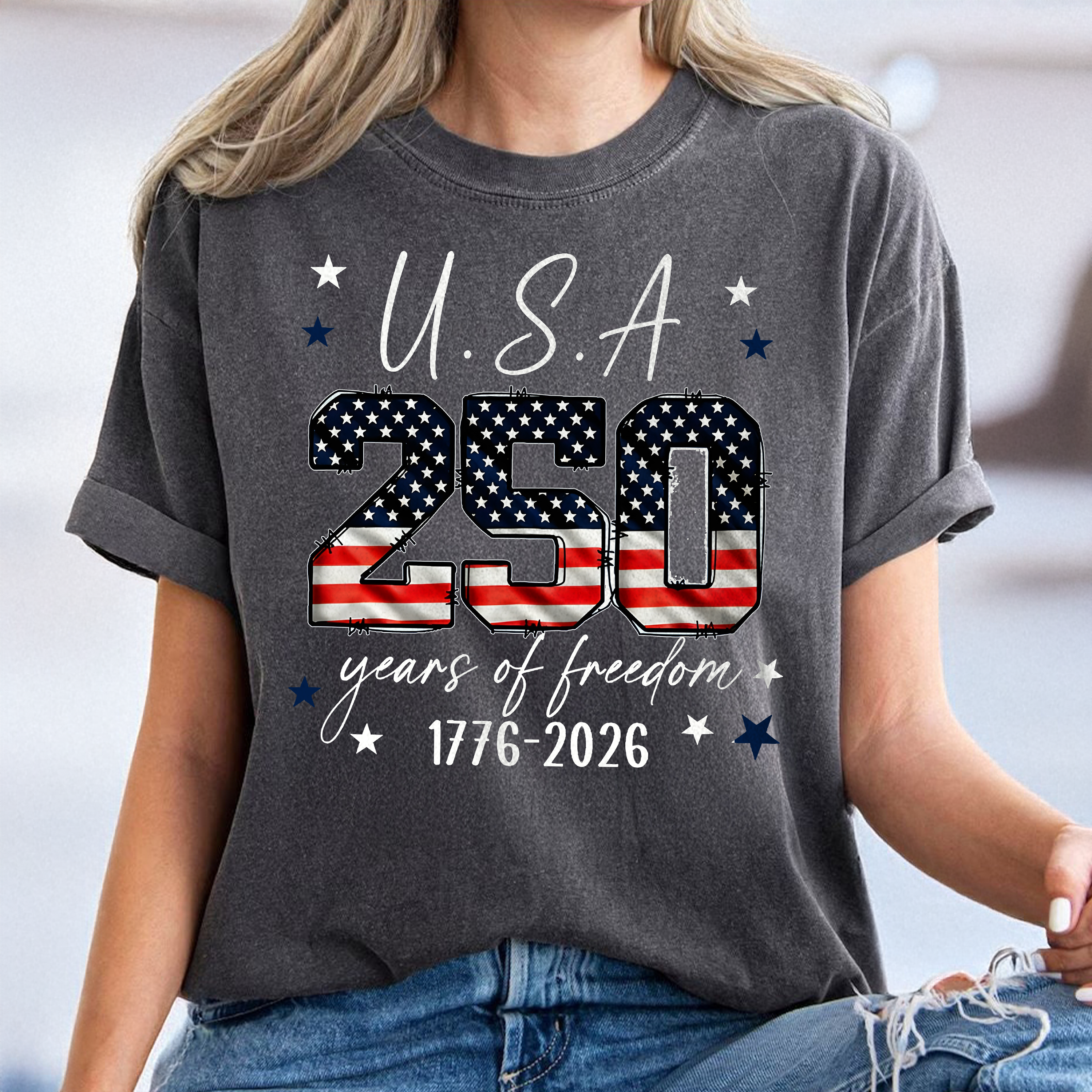 Personalized Comfort Shirt USA 250 Years Freedom Gift