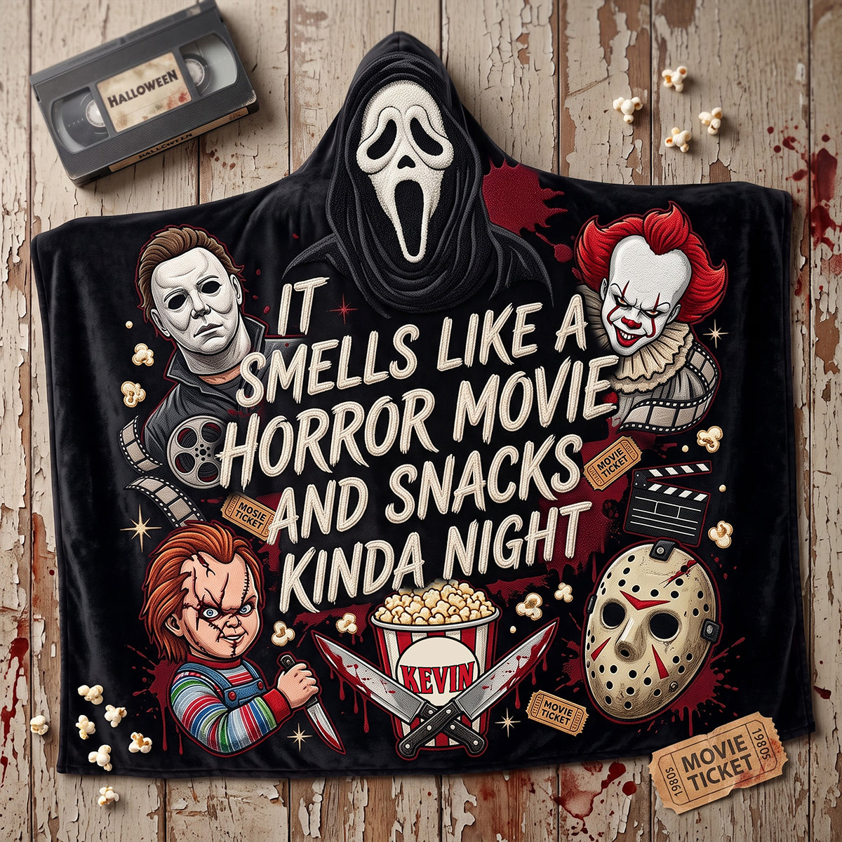 Personalized Hooded Blanket for Horror Lovers - Unique Halloween Gift