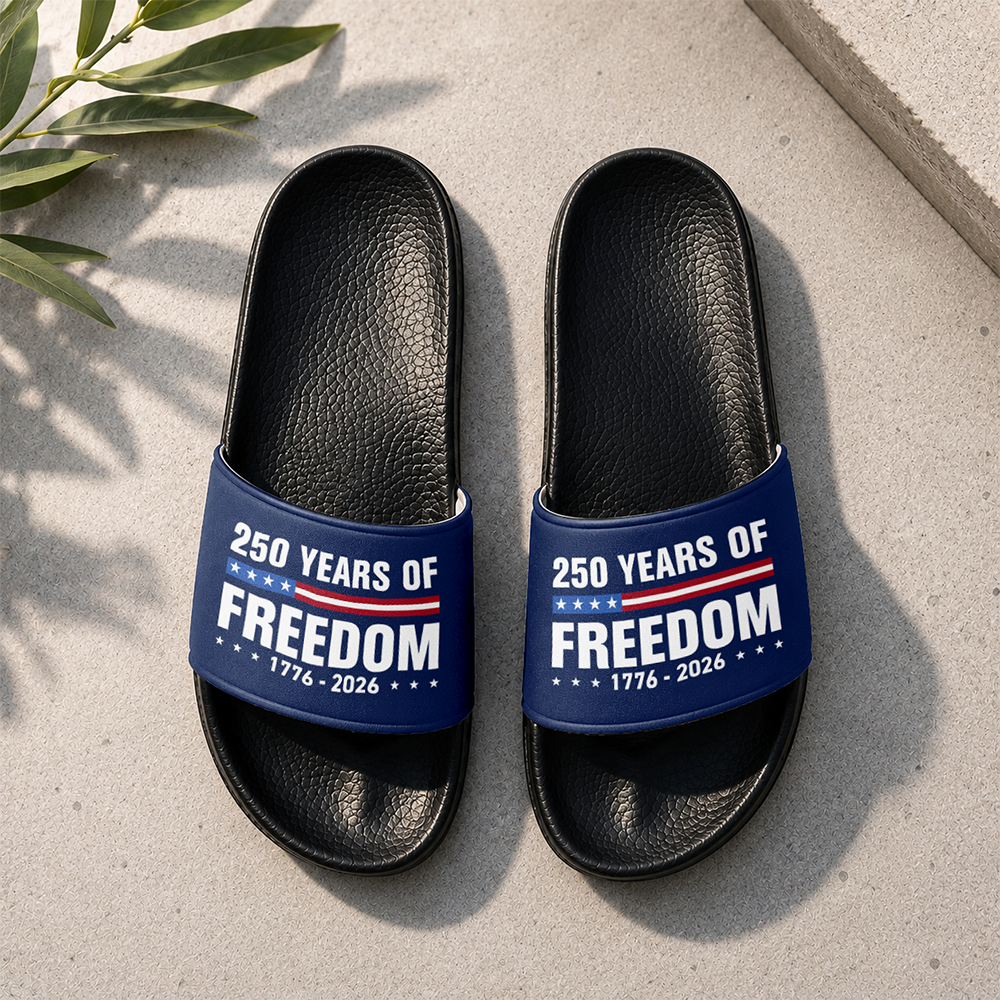 Personalized 250 Years of Freedom Slide Sandals Gift for Dad