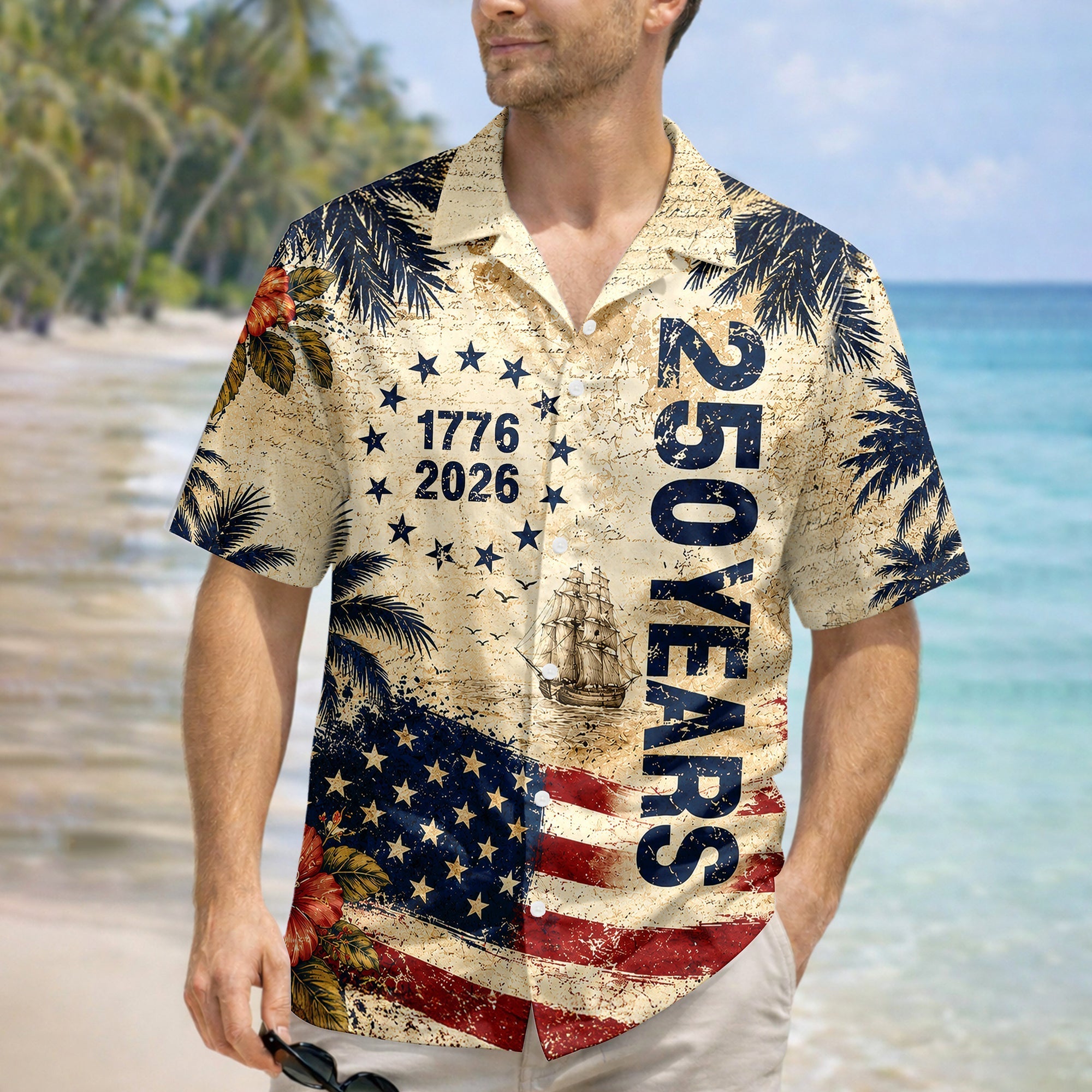 Personalized 250 Years Freedom Hawaiian Shirt Patriotic Gift