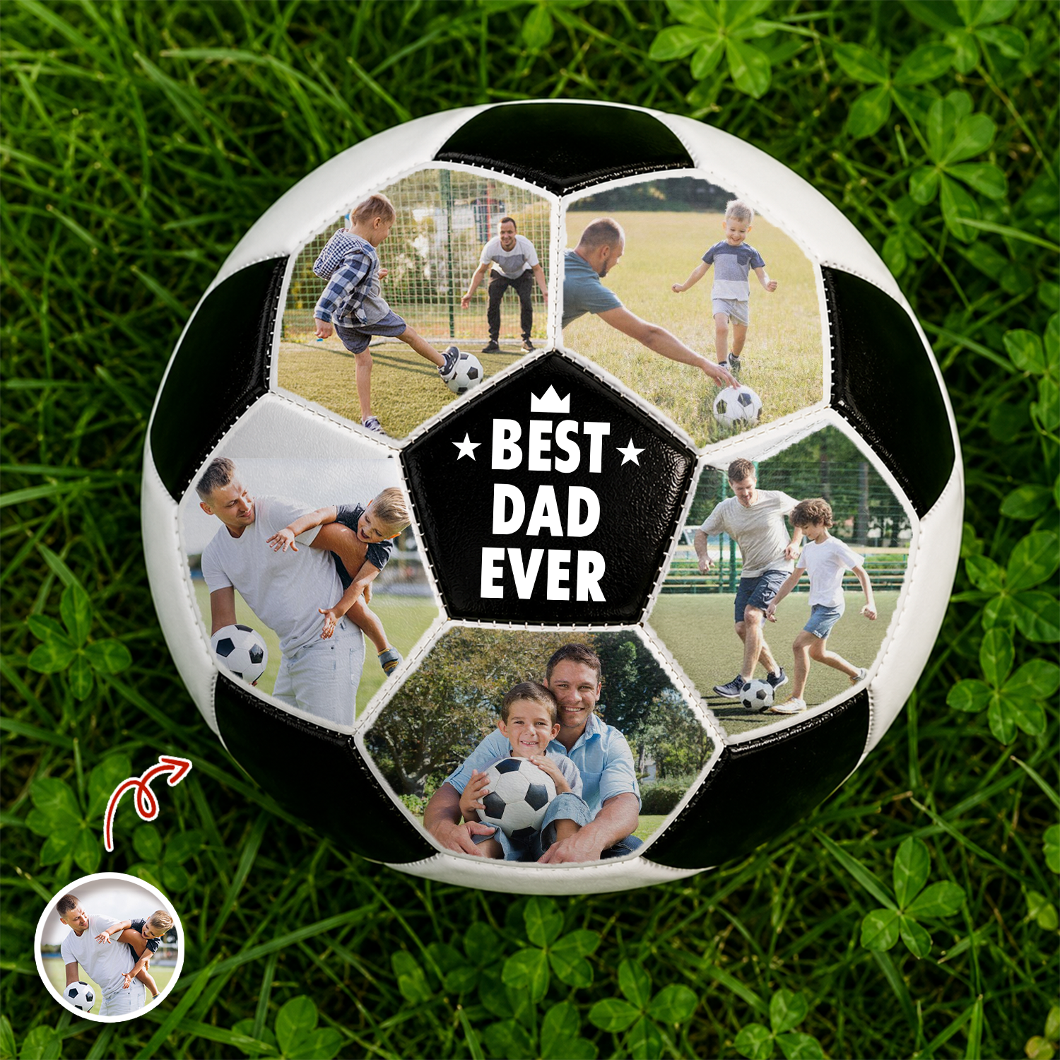 Custom Soccer Ball Gift for Dad Personalized Photo Best Coach Ever