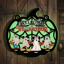 Load image into Gallery viewer, Personalized Luminous Halloween Wooden Sign Family Gift
