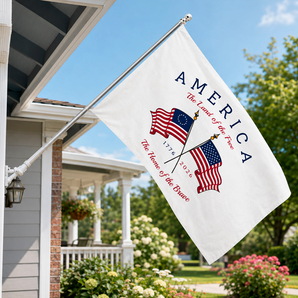 Personalized House Flag America The Land Of The Free Gift
