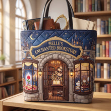 Load image into Gallery viewer, Personalized Quilted Tote Bag Bookstore Design Gift for Book Lovers
