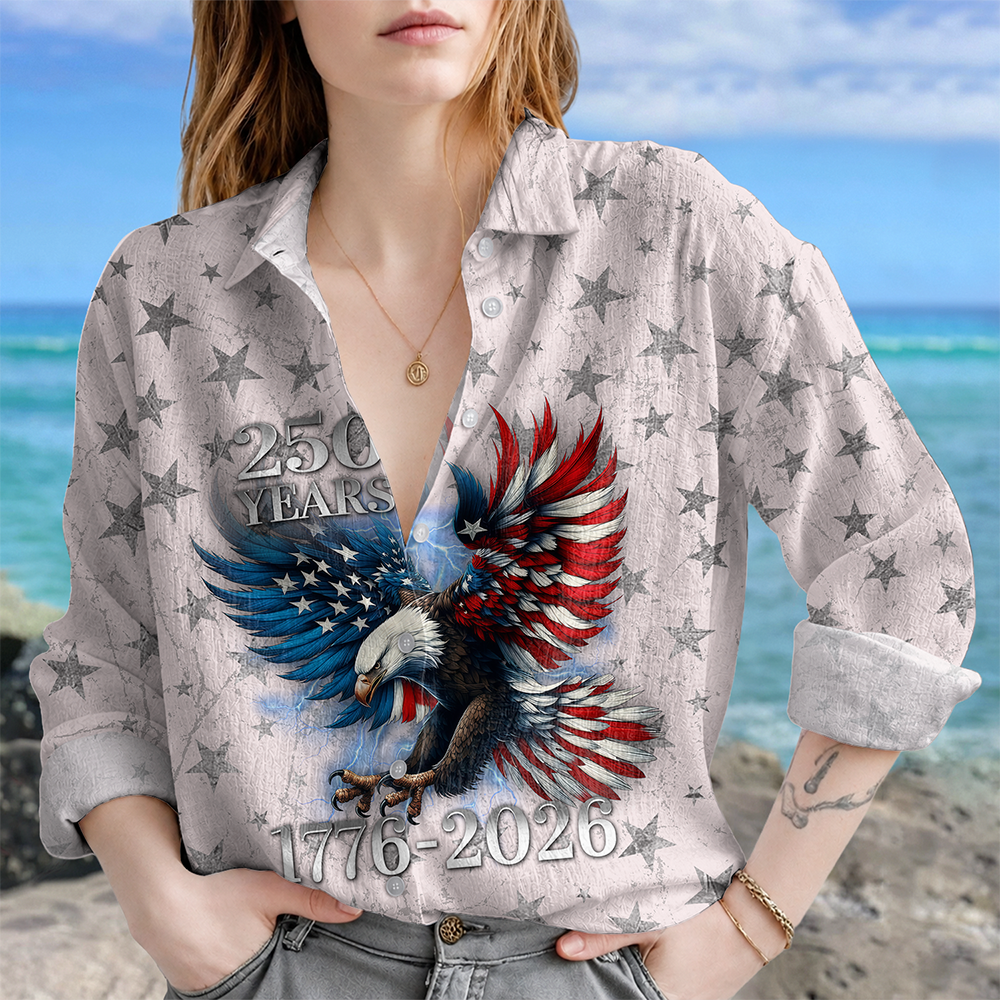 Personalized Eagle Blouse Shirt Patriotic Gift for Mom 4th of July