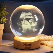 Load image into Gallery viewer, Personalized 3D Engraved Crystal Ball LED Night Light Gift for Family

