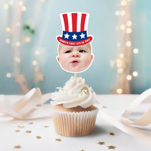 Load image into Gallery viewer, Personalized 4th of July Cupcake Topper Custom Photo Decoration
