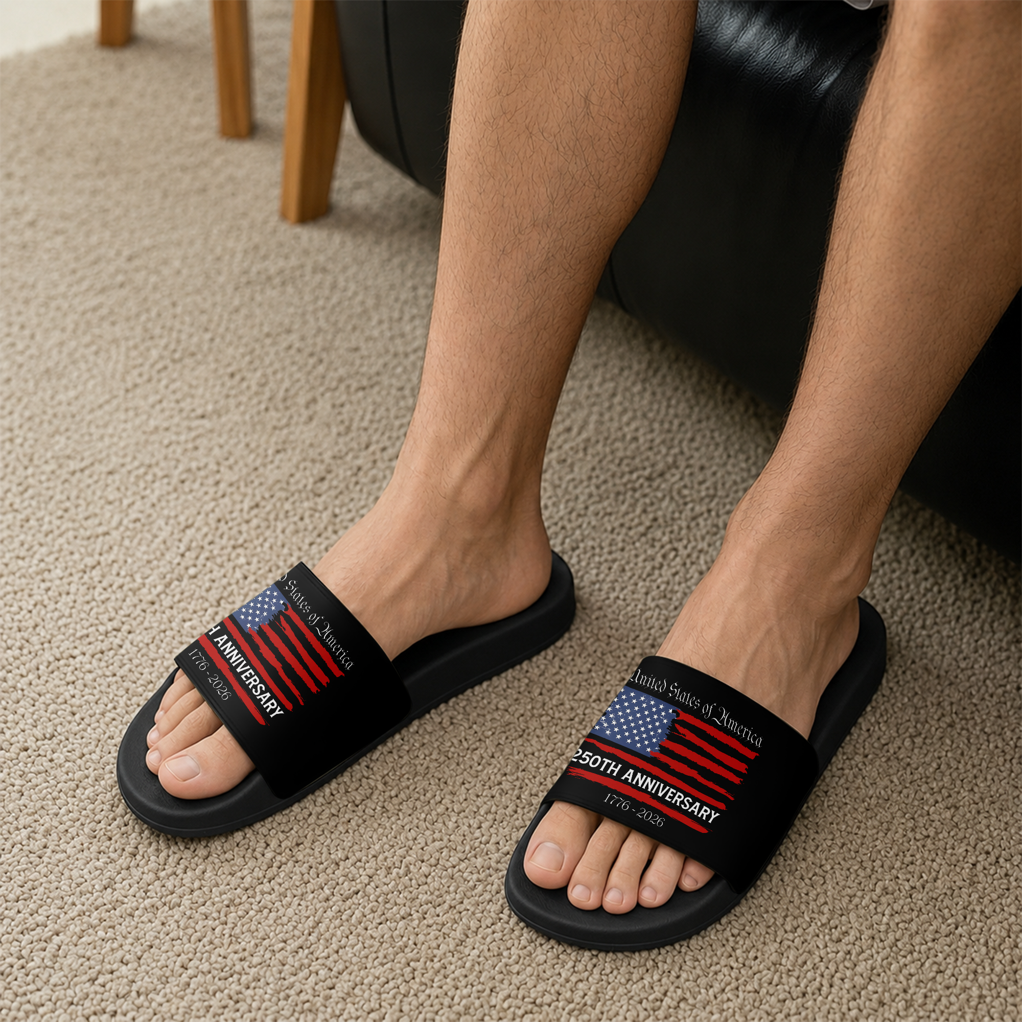 Personalized Eagle Slide Sandals 250th Anniversary Gift for Dad