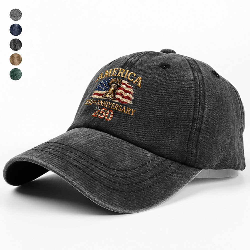 Personalized Washed Denim Baseball Cap 4th of July Gift
