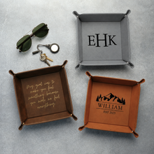 Load image into Gallery viewer, Personalized Leather Valet Tray Custom Name Gift for Dad
