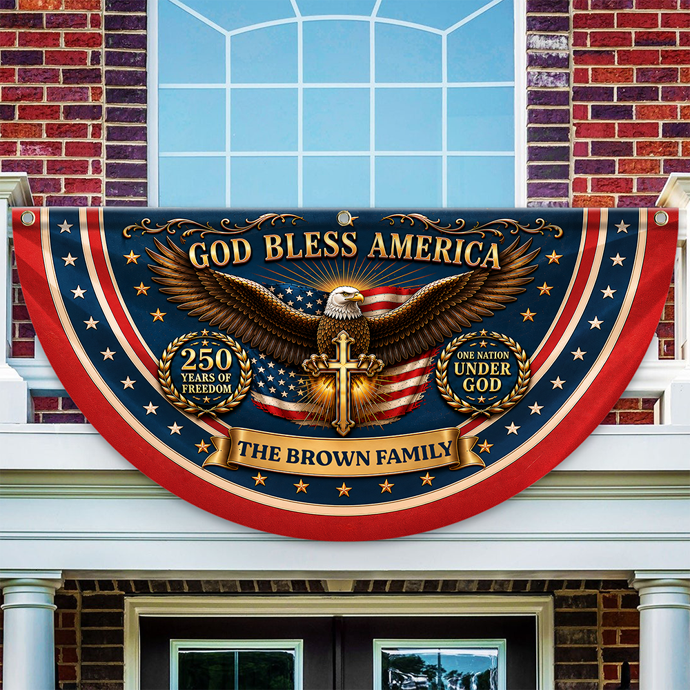 Personalized God Bless America Fan Flag 250 Years Freedom Gift for Family