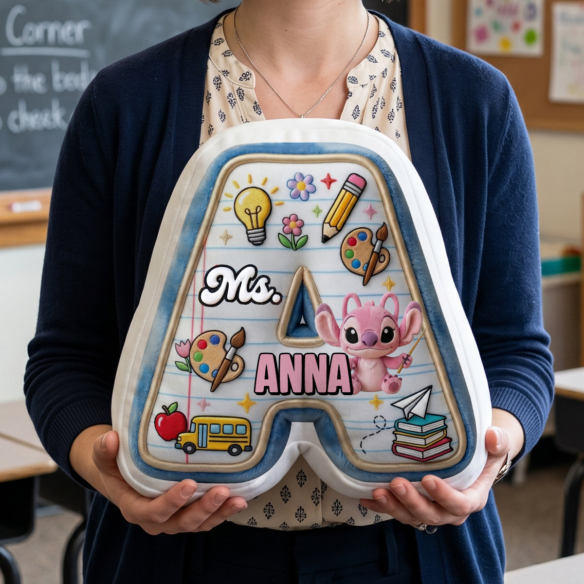 Personalized Cute Alien Pillow Custom Shape Back to School Gift for Kids