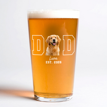 Load image into Gallery viewer, Personalized Dog Photo Beer Glass Custom Gift for Dog Dad
