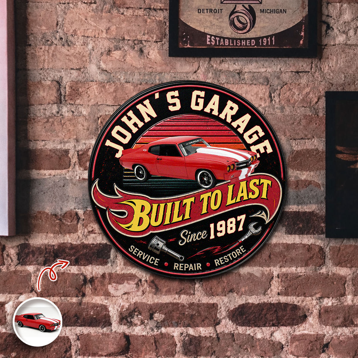 Personalized Car Garage Metal Sign Custom Year Gift for Dad