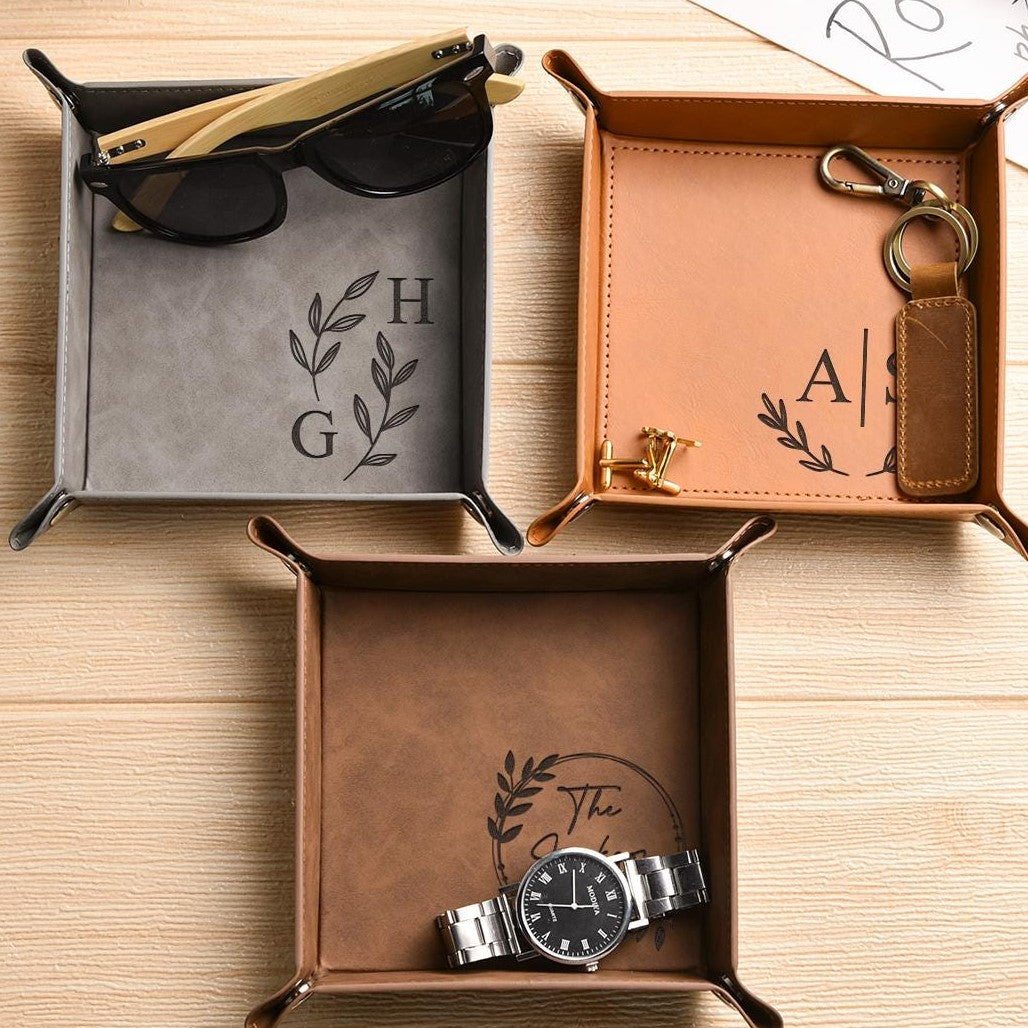 Personalized Leather Valet Tray Gift for Dad | Father's Day
