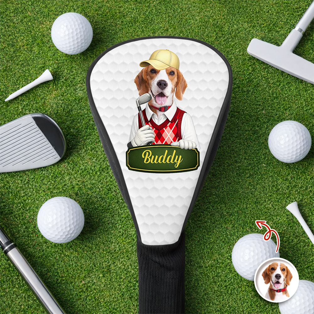Personalized Dog Photo Golf Club Head Cover Gift for Dog Dad