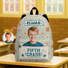 Load image into Gallery viewer, Personalized Kids Retro Backpack with Photo &amp; Name Gift
