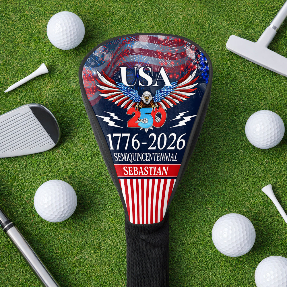 Personalized Golf Club Head Cover 250 Years America Gift for Dad